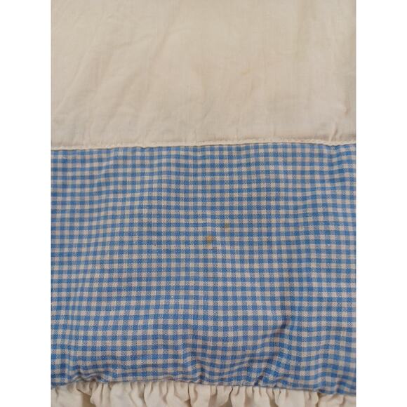 Vintage Embroidered Handmade Bunny Baby Padding Retro Blue Cushion ABC - Picture 5 of 6